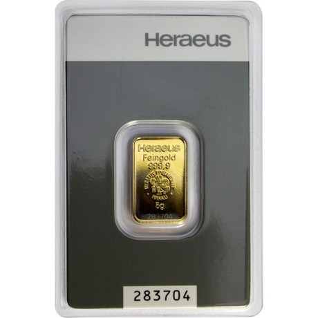 Heraeus 5g - Investiční zlatý slitek