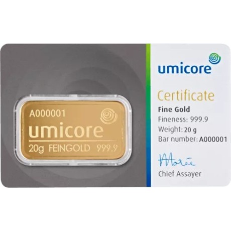 Umicore - 20g - sztabka złota inwestycyjnego