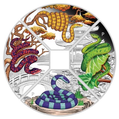 Cuadrante Lunar Serpiente - 4 Oz - Moneda de Plata de Colección