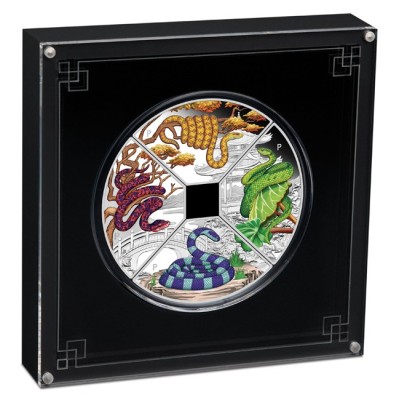 Cuadrante Lunar Serpiente - 4 Oz - Moneda de Plata de Colección