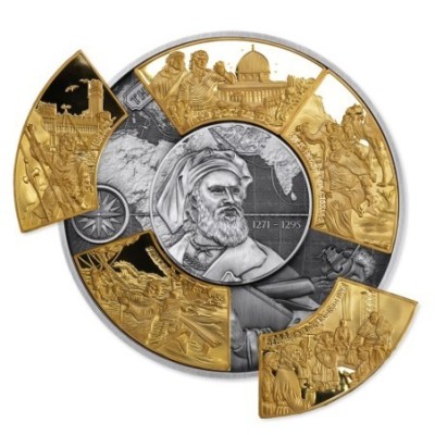 Marco Polo - 5 Oz - moneta d'argento dorata da collezione