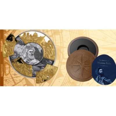 Marco Polo - 5 Oz - moneta d'argento dorata da collezione