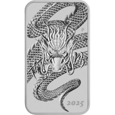 Drago rettangolare (2025) - Moneta da investimento d'argento da 1 Oz.