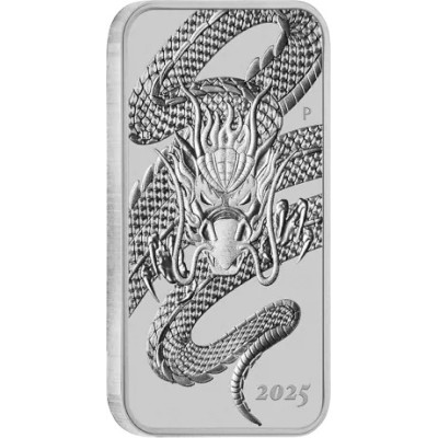 Drago rettangolare (2025) - Moneta da investimento d'argento da 1 Oz.
