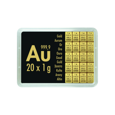 Combi bar d'or Valcambi 20x1 g - Lingotin d'or d'investissement