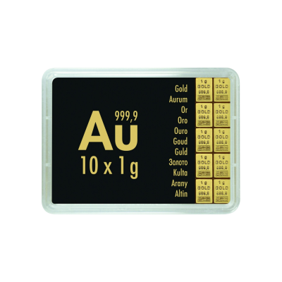 Combi bar d'or Valcambi 10x1 g - Lingotins d'or d'investissement