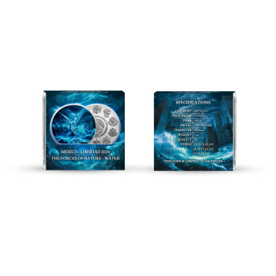 México Libertad - Fuerzas de la Naturaleza - Agua - 1 Oz - Moneda de Plata de Colección