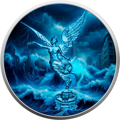 México Libertad - Fuerzas de la Naturaleza - Agua - 1 Oz - Moneda de Plata de Colección