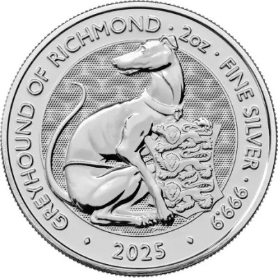 Bêtes des Tudor Lévrier Blanc de Richmond - 2 Oz - Pièce d'investissement en argent