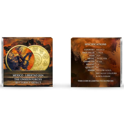 México Libertad - Efecto Mariposa (2024) - 1 Oz - Moneda de Plata de Colección