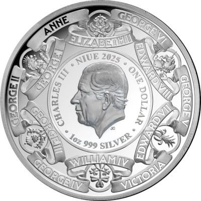 Monarcas de Gran Bretaña (2025) - Moneda de colección de plata de 1 Oz
