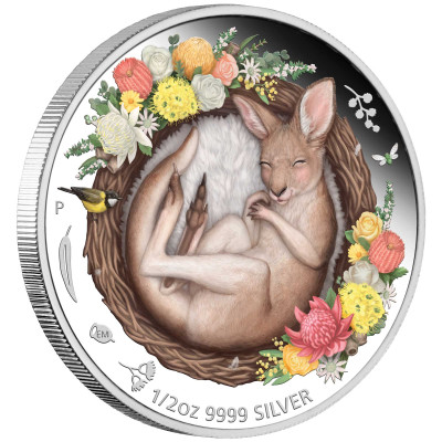 Baby Kangaroo (2021) - Moneta d'argento da collezione da 1/2 Oz.