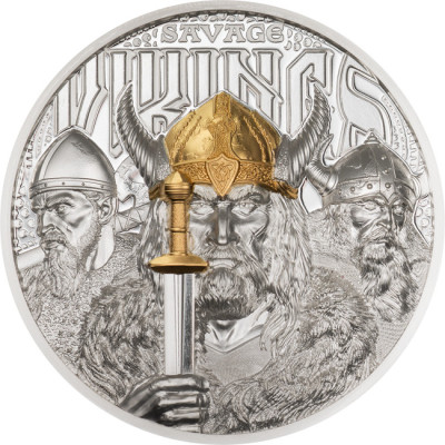 Wild Vikings - 3 Oz - Moneda de Plata de Colección