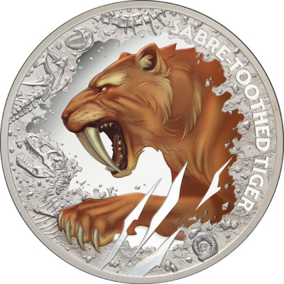 Tigre dientes de sable (2026) - 1 Oz - Moneda de Plata de Colección