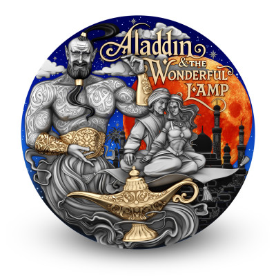 Aladino e la lampada magica - Moneta da collezione d'argento da 2 Oz.