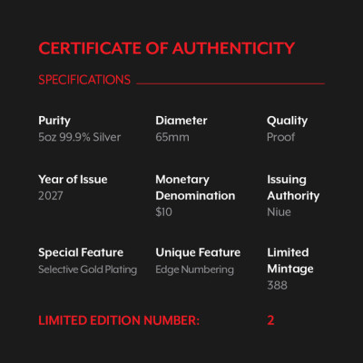 Lunar Goat (2027) - 5 onzas - moneda de colección de plata de calidad «proof»