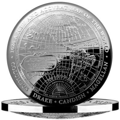 1626 New Map of the World - 1 oz - Silver Proof Collector's Coin