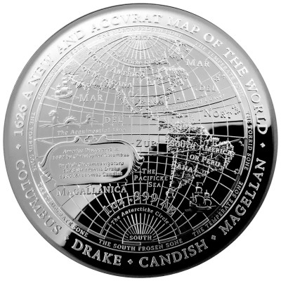 1626 New Map of the World - 1 oz - Silver Proof Collector's Coin