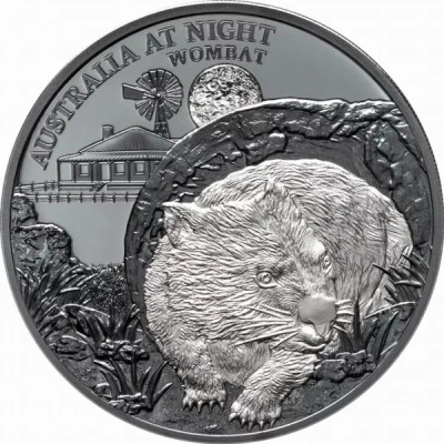 Wombat (2021) - 1 Oz - moneta da collezione in argento, versione "black proof"